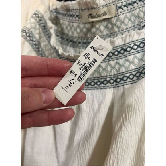 NWT Madewell Seahorse Embroidery Top 3X Plus Blue Zig Zag Embroidered Square Top - Picture 11 of 16